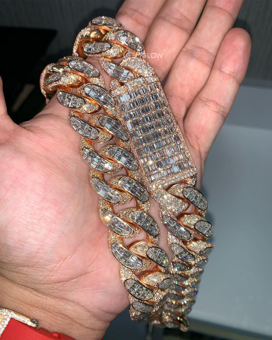 Baguette & Round Cuban Link Chain