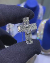Iced VVS Moissanite Cross with Asscher Cuts