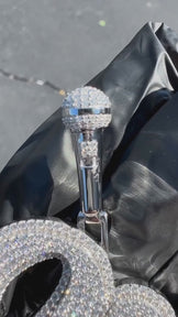 Video of '2X' hip-hop pendant in 925 sterling silver with round-cut Moissanite and CZ stones, bold and stylish