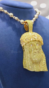 Hip Hop CZ Diamond Jesus Face Pendant Bling