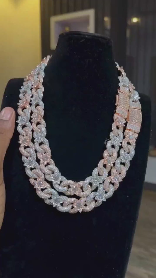 15mm Flower Moissanite Party Chain