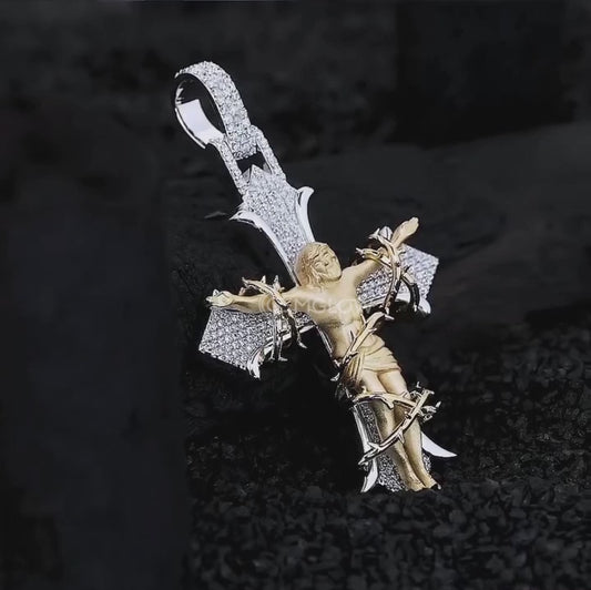 Handmade Silver Jesus Cross Hip Hop Pendant