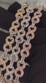 Video of iced infinity bracelet in 925 silver, full sparkle and smooth design for bold jewelry lovers