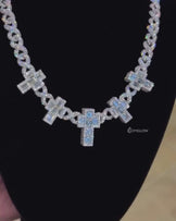 Moissanite Infinity Cross Cuban Chain Necklace