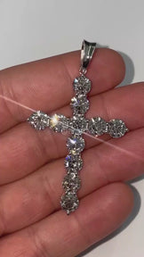 Real VVS Moissanite Round Cross Pendant,