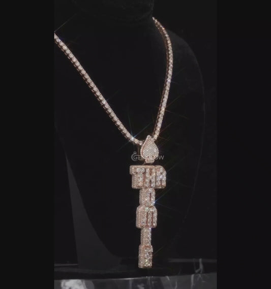 Moissanite Letter Pendant with VVS Round Stones