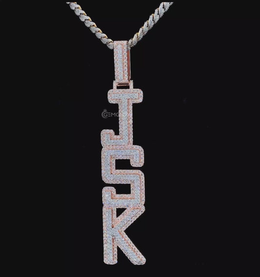 Moissanite Initial Pendant with Iced Out Sparkle