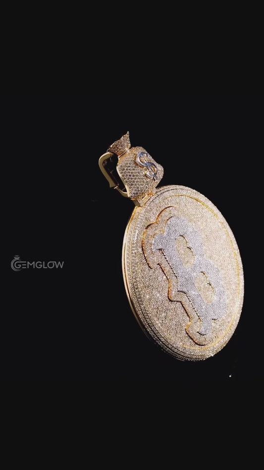 Initial B Pendant in 925 Silver Iced with Bling