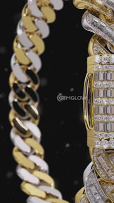 Two-Tone Yellow Gold Cuban Link Bracelet
