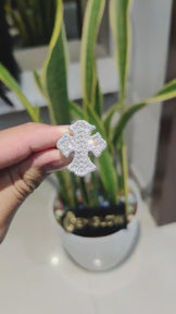 Fully iced out Hip Hop Cross Ring