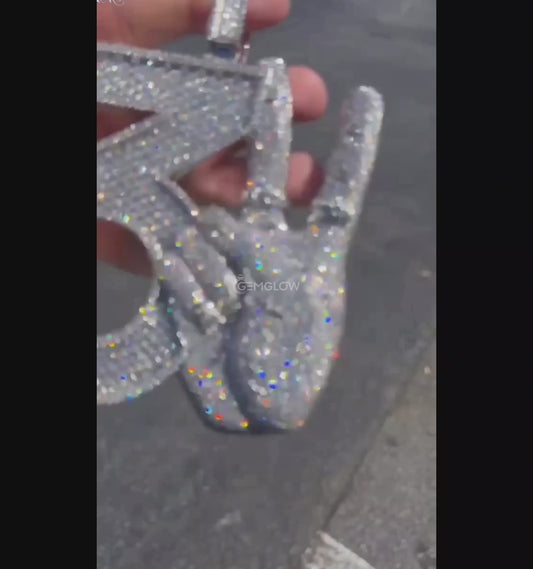 Fully Iced Moissanite Letter and Number Pendant