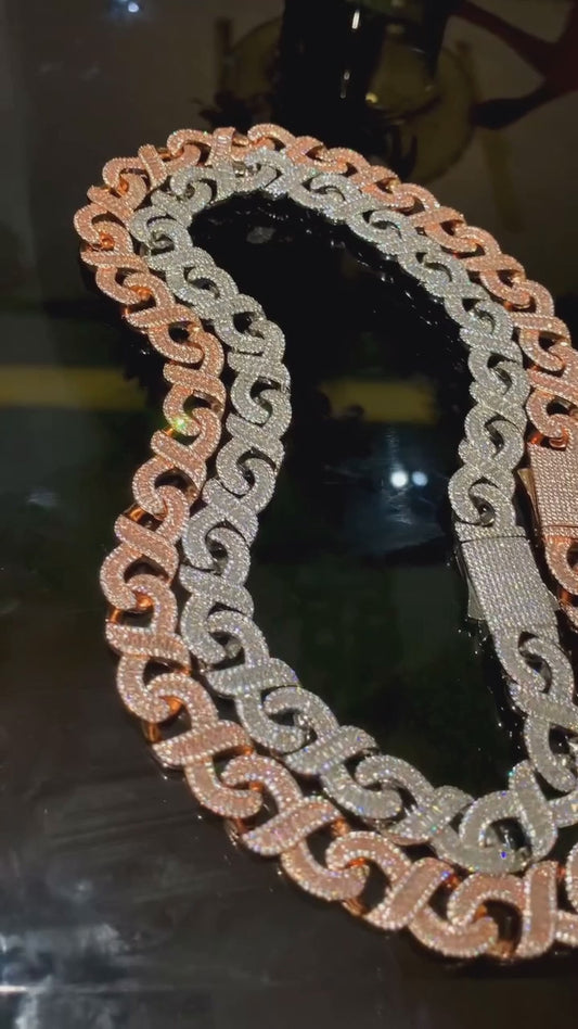 Video of 15mm iced infinity link necklace, hip hop Cuban chain with bold street style