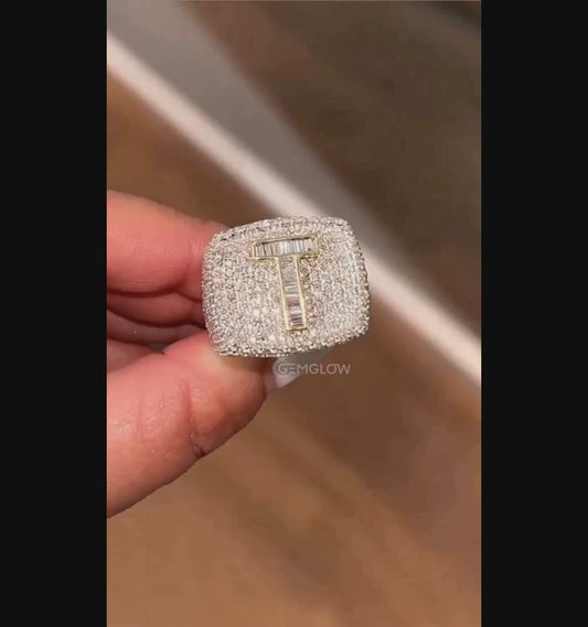 Hip Hop Letter Rings with Icy Diamonds
