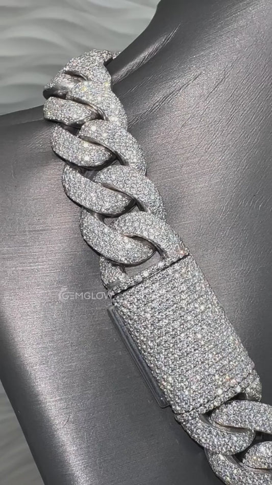 Iced Out 16mm Cuban Chain in 925 Silver