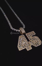 Iced Out 45 Number Pendant with Baguette Moissanite