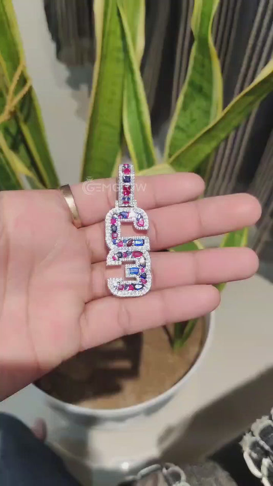 Iced out Custom Initial Moissanite Pendant