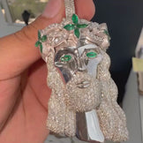 Custom Hip Hop Round & Green Marquise Diamond Pendant