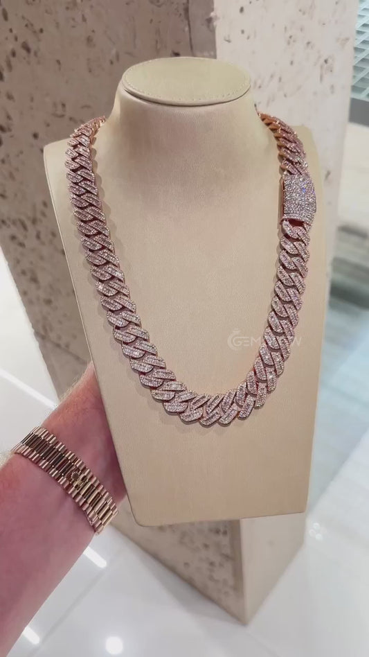16mm Baguette Cuban Chain in 925 Silver