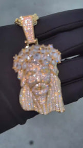 Iced Jesus Pendant with Princess, Round, Marquise Stones