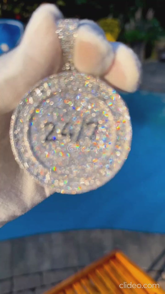 Custom 24/7 Round Pendant in 925 Silver