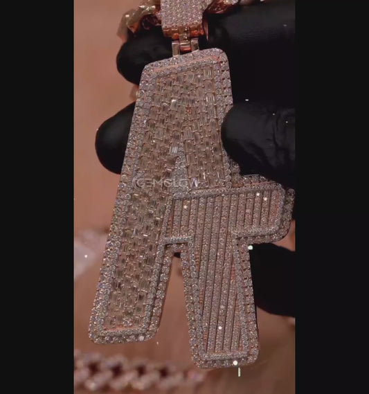 Silver Hip Hop Letter Pendant with Diamonds