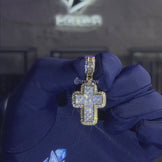 Moissanite Cross Pendant with Round Stones