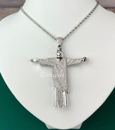 Full Jesus Pendant with Round Diamonds